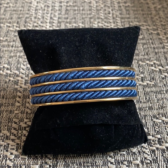 Ann Taylor Royal Blue Gold Twist Rope Braid Bangle - Picture 2 of 5